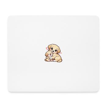 Mom dog and her little sweet puppy cuddling - Mouse Pad (horizontal) - white - Front