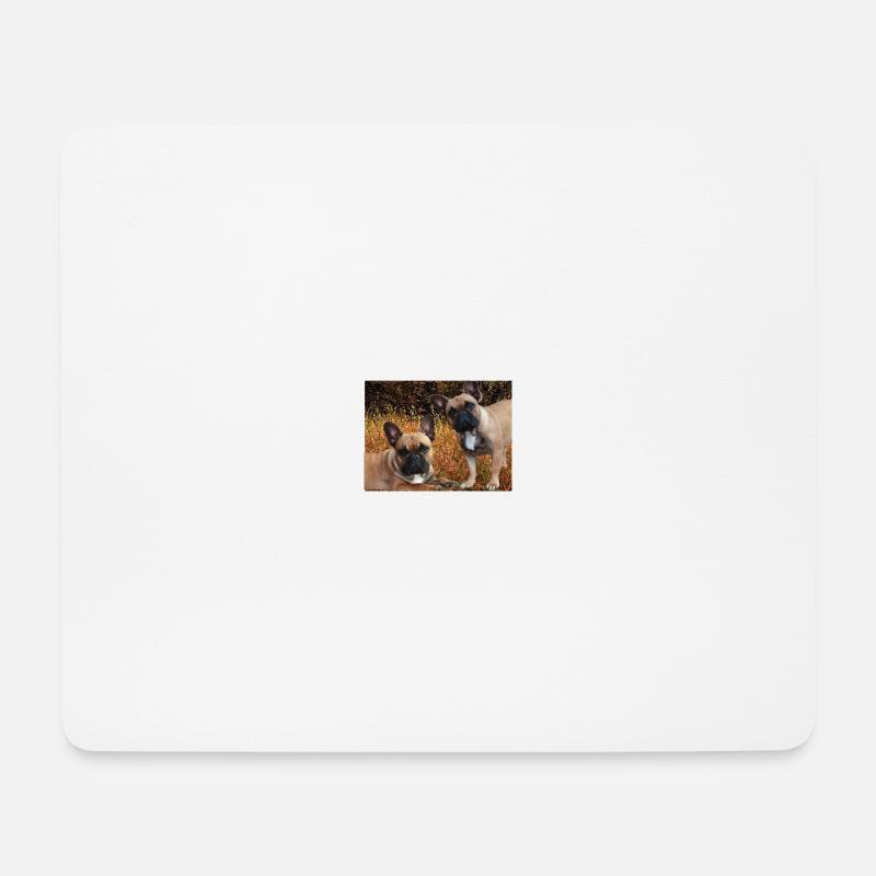 Bouledogues français dans la prairie - Tapis de souris (format paysage) - blanc