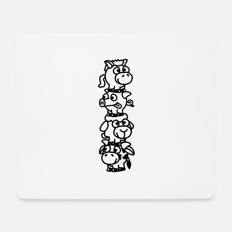 smiley_animal_stake_1c - Mousepad (Querformat) - Weiß