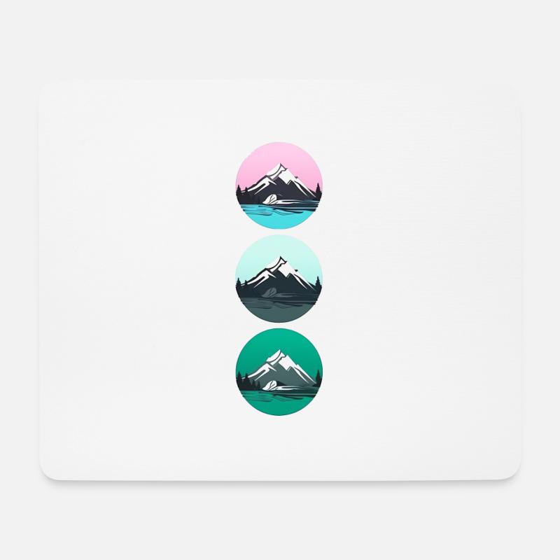 Gebirgslandschaft Geometrische Kunst - Mousepad (Querformat) - Weiß