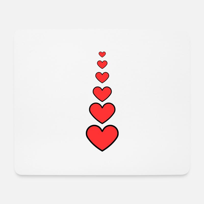 Coeurs rouge - Tapis de souris (format paysage) - blanc