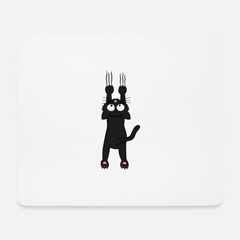 Schwarze Katze (neu) - Mousepad (Querformat) - Weiß