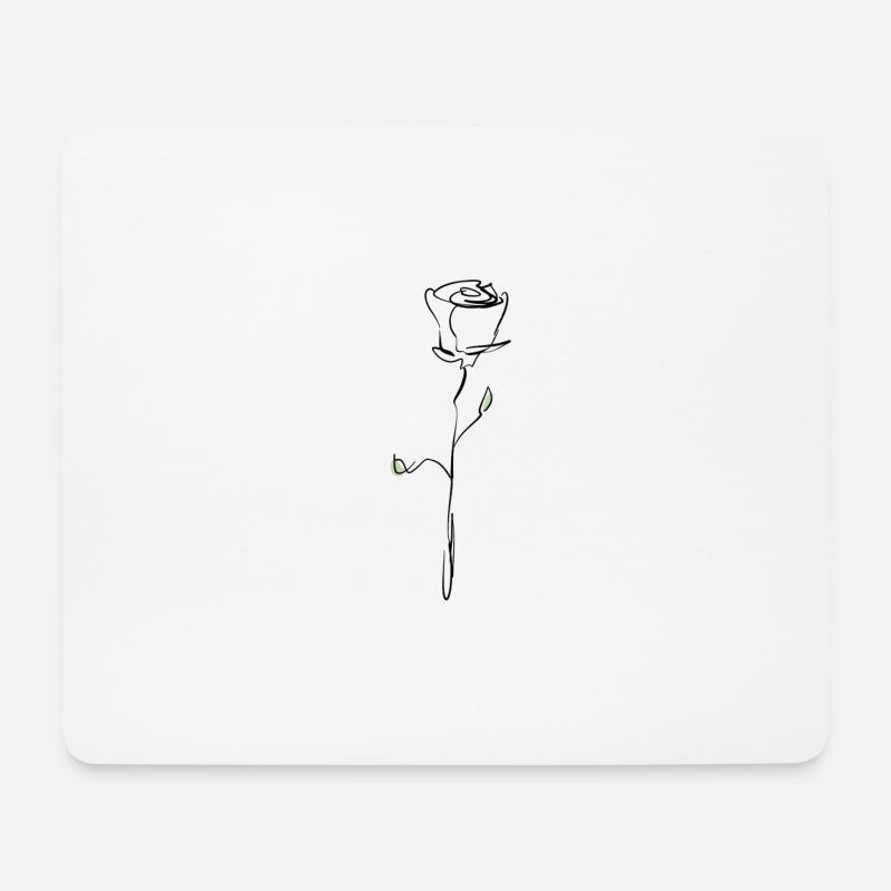 Weiße Rose mit schwarzer Kontur - Mousepad (Querformat) - Weiß