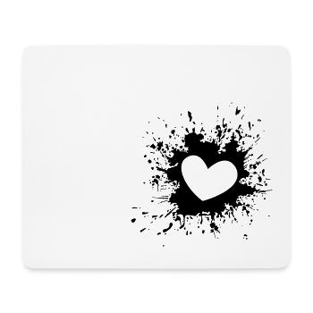 noir Coeur - Tapis de souris (format paysage) - blanc - Devant