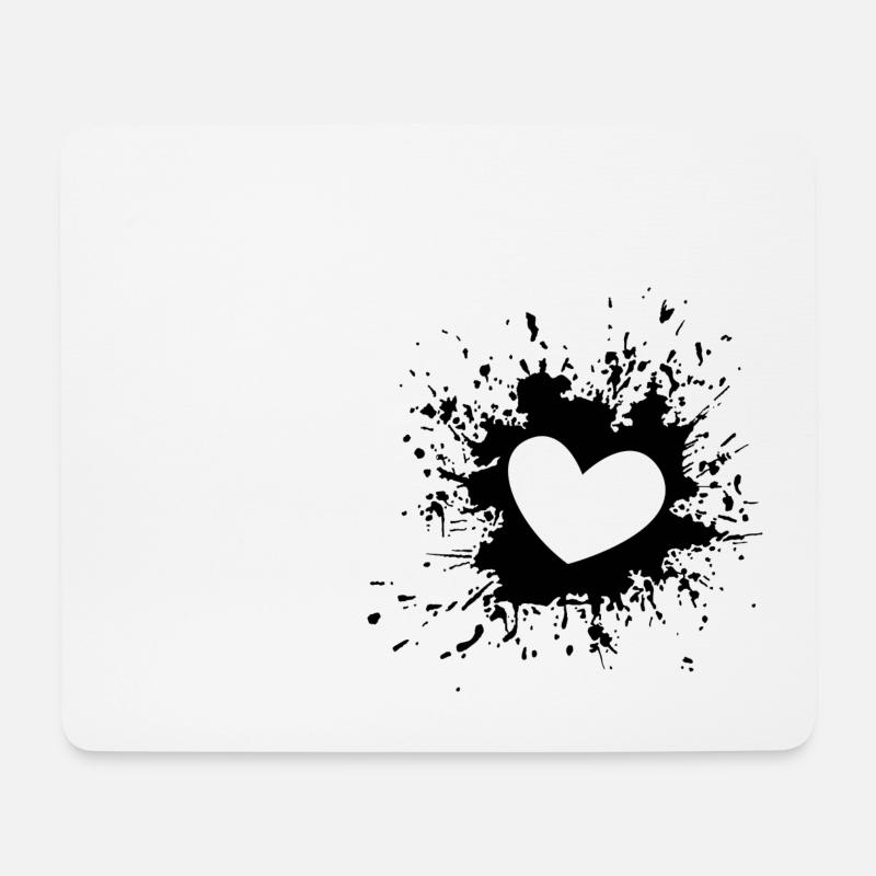 Herz schwarz weiß - Mousepad (Querformat) - Weiß