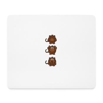 3 Affen - Mousepad (Querformat) - Weiß - Vorne