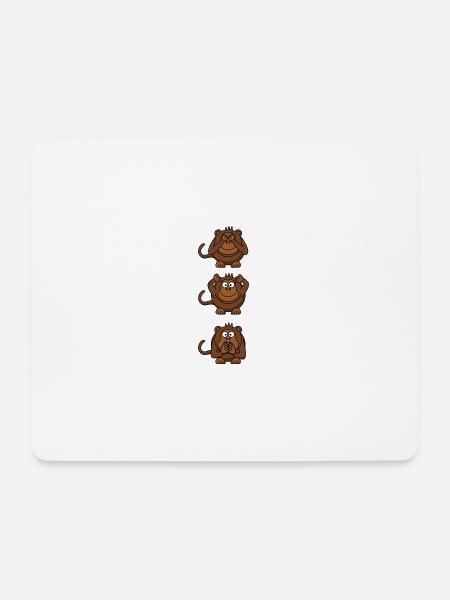 3 Affen - Mousepad (Querformat) - Weiß