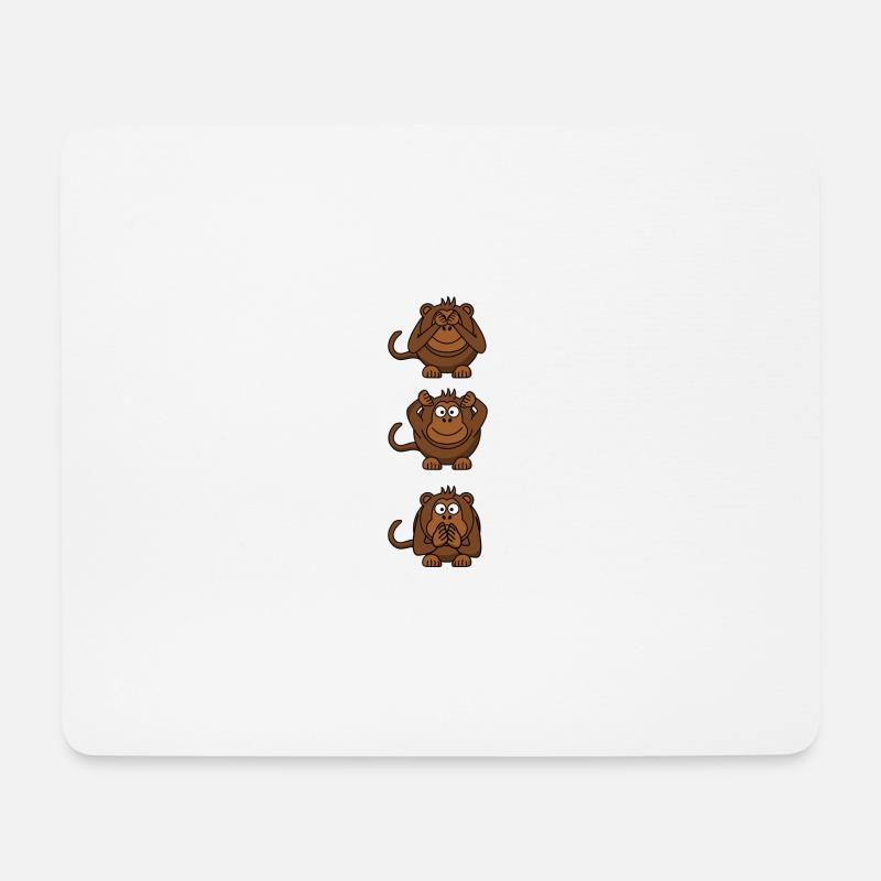 3 Affen - Mousepad (Querformat) - Weiß