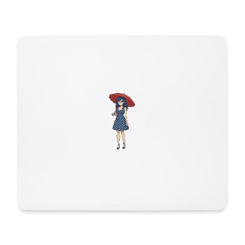 Une jeune femme avec un parapluie - Tapis de souris (format paysage) - blanc - Devant