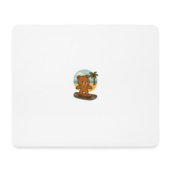 Teddy bear on a skateboard - Mouse Pad (horizontal) - white - Front