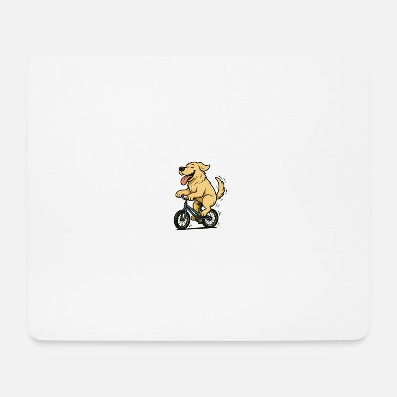 Hund auf einem Fahrrad - Mousepad (Querformat) - Weiß