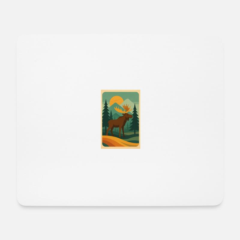 Majestic Moose – Retro Wilderness Vibes - Mousepad (Querformat) - Weiß