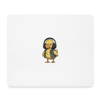 Rebellische Entenpunkfigur mit Kopfhörern - Mousepad (Querformat) - Weiß - Vorne