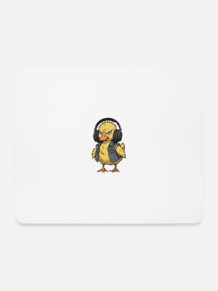 Rebellische Entenpunkfigur mit Kopfhörern - Mousepad (Querformat) - Weiß