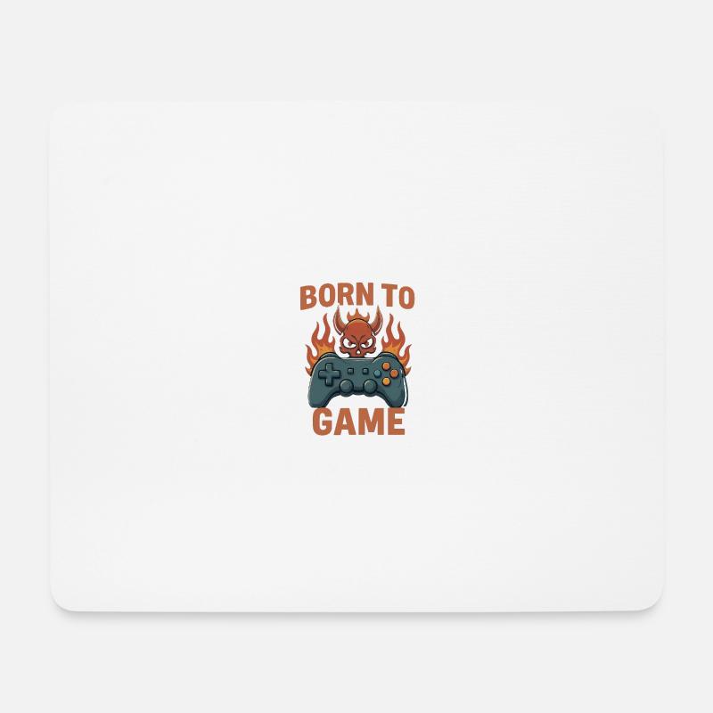 Born to Game – Fire Skull Controller - Mousepad (Querformat) - Weiß