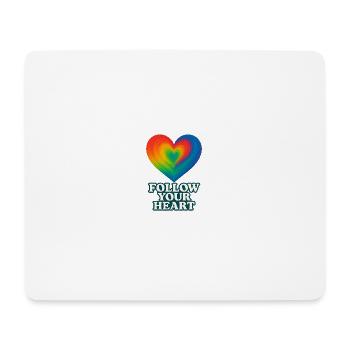 Coeur coloré avec inscription « Follow your Heart » - Tapis de souris (format paysage) - blanc - Devant