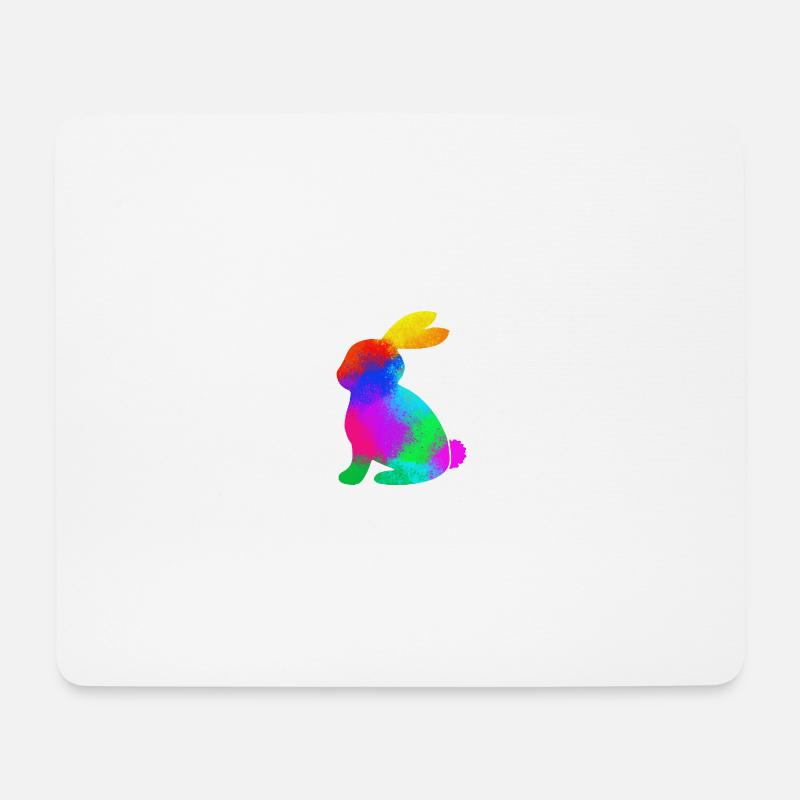 bunter Hase - Mousepad (Querformat) - Weiß