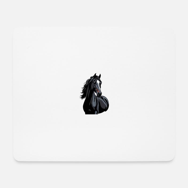 schwarzes Pferd Silhouette - Mousepad (Querformat) - Weiß