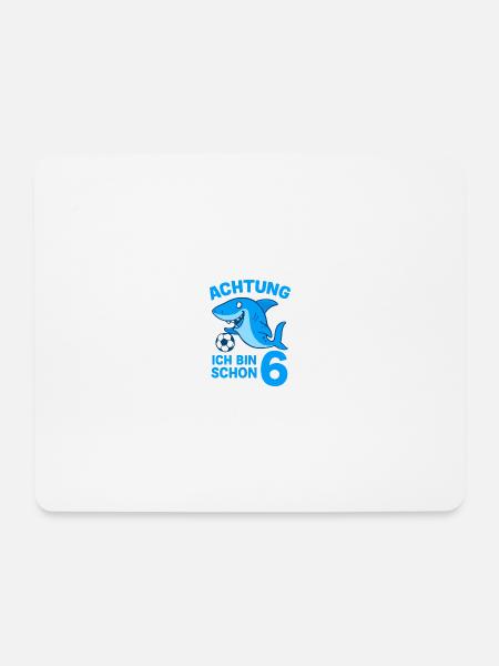Achtung 6: Hai mit Ball - Mousepad (Querformat) - Weiß