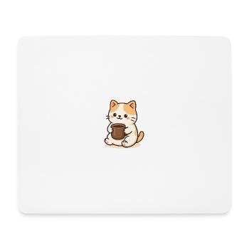 Cat with Cup - Mousepad (Querformat) - Weiß - Vorne