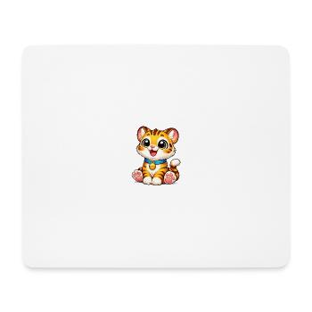 Kätzchen-Tiger mit Glöckchen - Mousepad (Querformat) - Weiß - Vorne