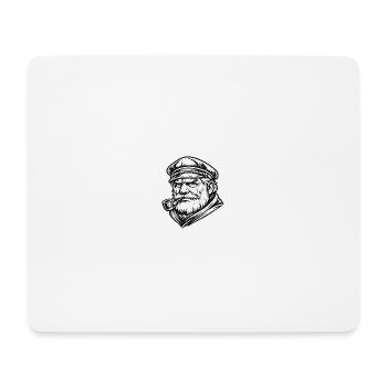Kapitän mit Pfeife im Holzschnitt-Stil - Mousepad (Querformat) - Weiß - Vorne