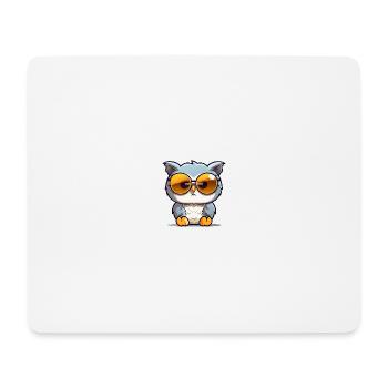 Little cute owl wearing sunglasses. - Mouse Pad (horizontal) - white - Front