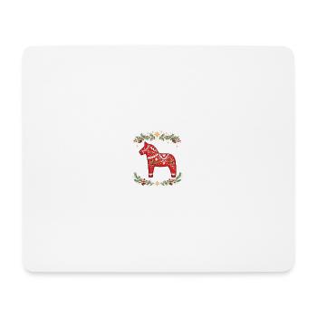 Christmas Swedish Dala Horse Folk Art Design - Mousepad (Querformat) - Weiß - Vorne