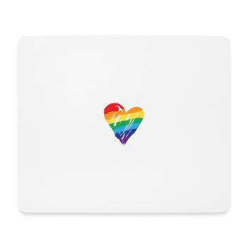 Rainbow Heart - Regenbogen Herz - LGBTIQ Gay Pride - Mousepad (Querformat) - Weiß - Vorne
