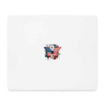 Floral Butterfly Patriotic American Flag 4th of Ju - Mouse Pad (horizontal) - white - Front