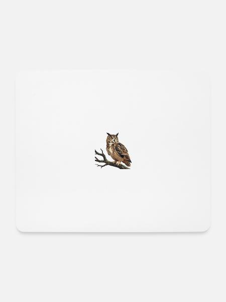 Uhu Eule - Mousepad (Querformat) - Weiß