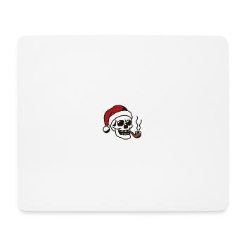Smoking Skull with Santa Hat Illustration - Mouse Pad (horizontal) - white - Front