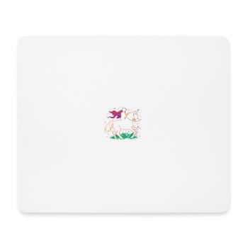 Leuchtender Einhornreiter auf bunter Wiese - Mousepad (Querformat) - Weiß - Vorne