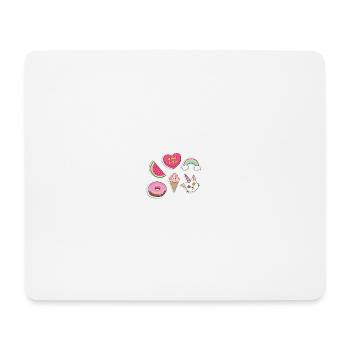 Emojis - Katze, Regenbogen, Wassermelone, Eiscrem - Mousepad (Querformat) - Weiß - Vorne