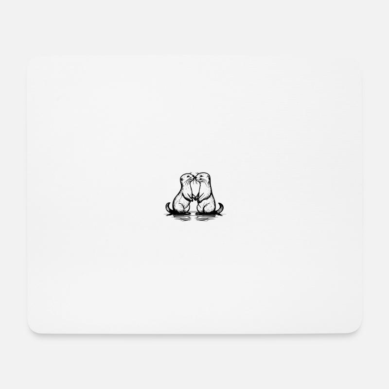 Zwei Otter - Mousepad (Querformat) - Weiß