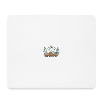 Chat roi à table avec des croquettes - Tapis de souris (format paysage) - blanc - Devant