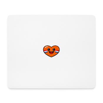 Fröhliches orangefarbenes Herz mit niederländischer Flagge auf der Wange - Mousepad (Querformat) - Weiß - Vorne