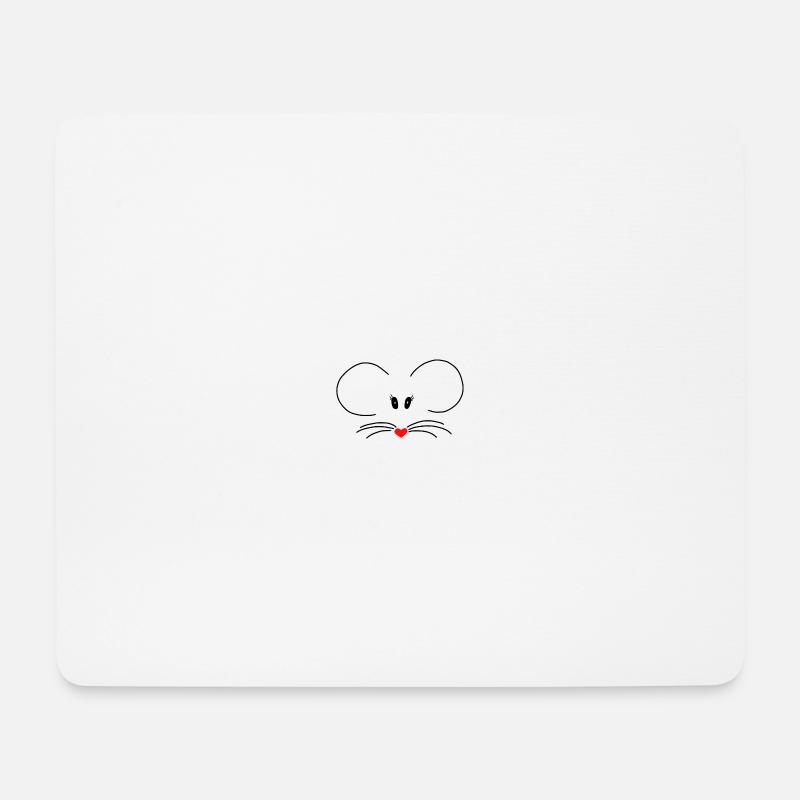 Maus mit roter Herz-Nase. süß - Mousepad (Querformat) - Weiß