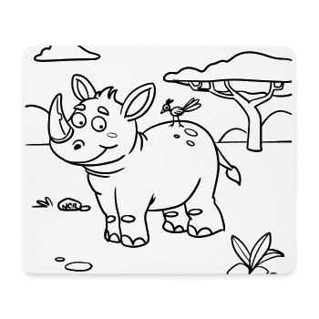 Nashorn-Malspaß für Kinderbekleidung, Taschen, etc - Mousepad (Querformat) - Weiß - Vorne