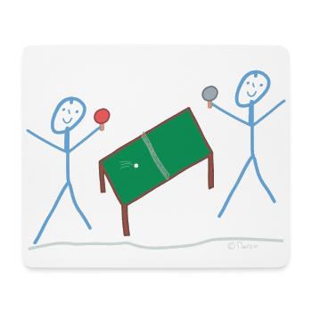 Tischtennis Strichmännchen Sport Ping Pong Spiel - Mousepad (Querformat) - Weiß - Vorne