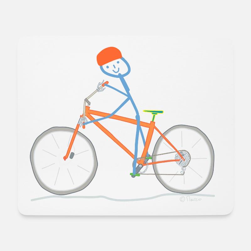 Fahrradfahren Strichmännchen Sport Freizeit Spaß - Mousepad (Querformat) - Weiß