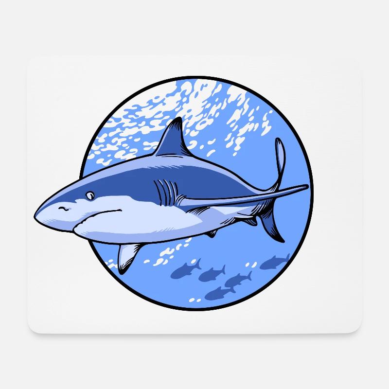 Hai im Meer - Mousepad (Querformat) - Weiß