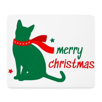 Chat Star Animal Cadeau d’écharpe de Noël - Tapis de souris (format paysage) - blanc - Devant