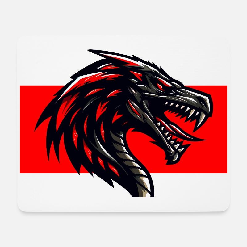 Roter Drache - Mousepad (Querformat) - Weiß