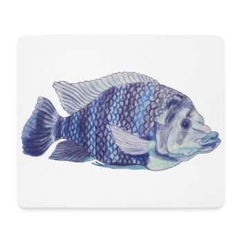 blauer Fisch Meer Zebratilapie Zebra-Tilapie - Mousepad (Querformat) - Weiß - Vorne