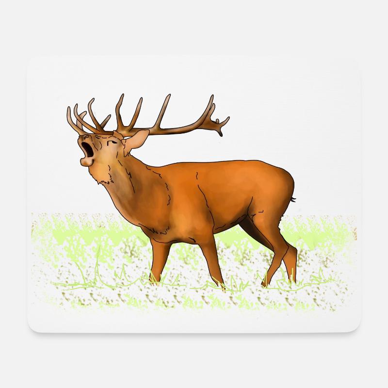 Röhrender Hirsch - Mousepad (Querformat) - Weiß