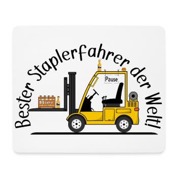 Staplerfahrer mit Bier beste Staplerfahrer - Mousepad (Querformat) - Weiß - Vorne