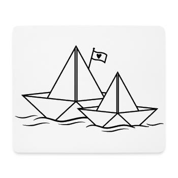 Bateau en papier Coeur en papier Bateau en papier 2 paires de bateaux en papier - Tapis de souris (format paysage) - blanc - Devant