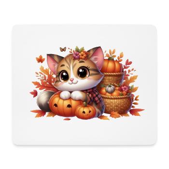 Herbst Katze 2 - Mousepad (Querformat) - Weiß - Vorne