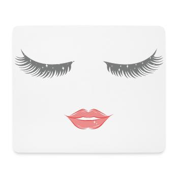 Extravagantes Wimpern und Lippen Design - Mousepad (Querformat) - Weiß - Vorne